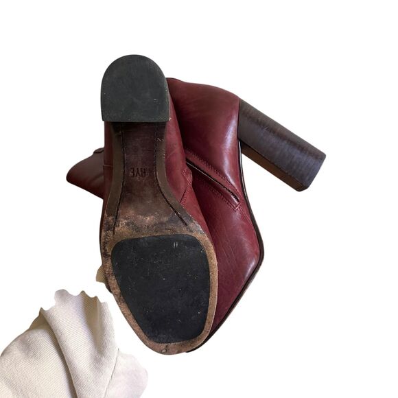 FRYE Burgundy Leather Heeled Ankle Booties Sz 9‎ - Picture 4 of 7